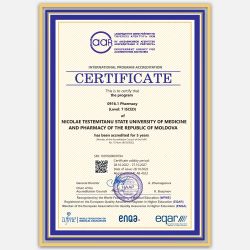 Certificate of the international accreditation. Program Pharmacy